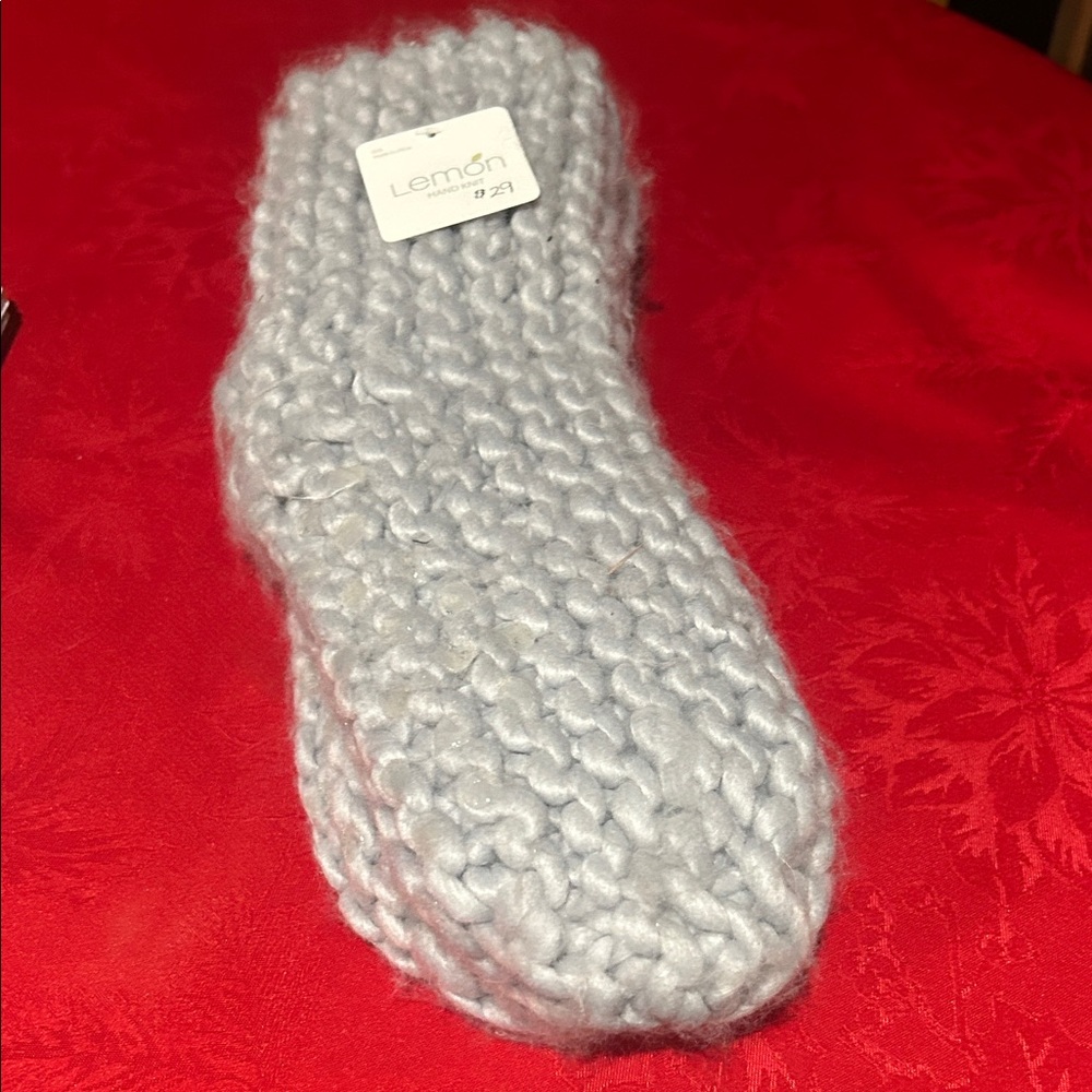 NWT Lemon Soft Gray Hand Knit Socks